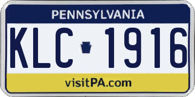 PA license plate KLC1916