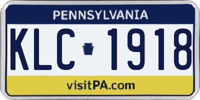 PA license plate KLC1918