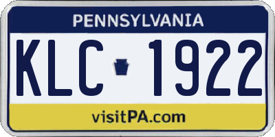 PA license plate KLC1922