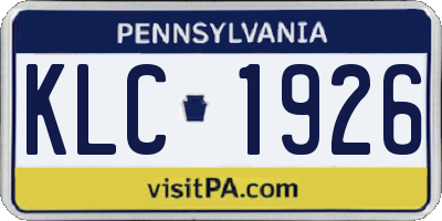 PA license plate KLC1926