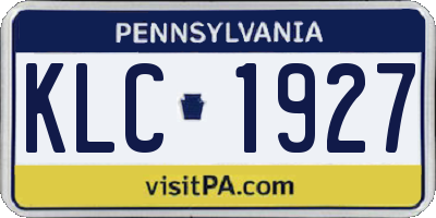 PA license plate KLC1927