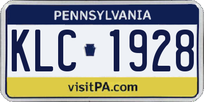 PA license plate KLC1928
