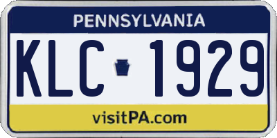 PA license plate KLC1929