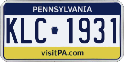PA license plate KLC1931