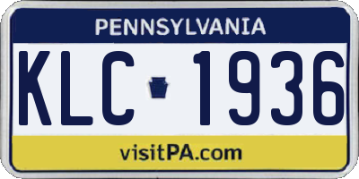 PA license plate KLC1936