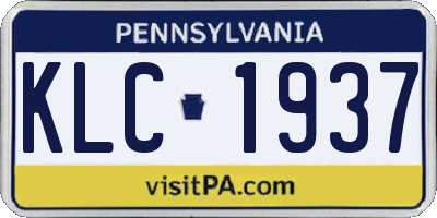 PA license plate KLC1937