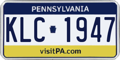 PA license plate KLC1947