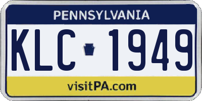 PA license plate KLC1949