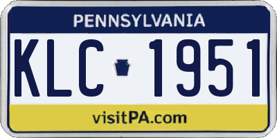 PA license plate KLC1951