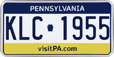PA license plate KLC1955