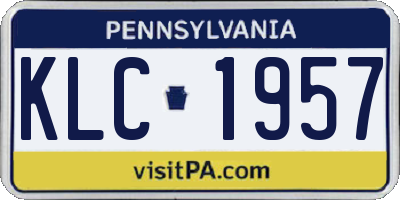 PA license plate KLC1957