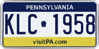 PA license plate KLC1958
