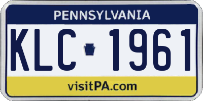 PA license plate KLC1961
