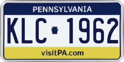 PA license plate KLC1962