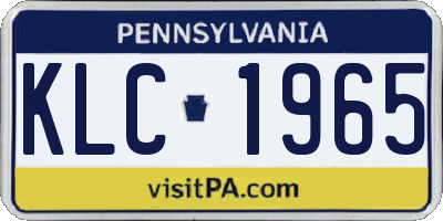 PA license plate KLC1965