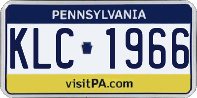 PA license plate KLC1966