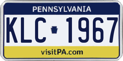 PA license plate KLC1967