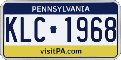 PA license plate KLC1968