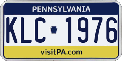 PA license plate KLC1976