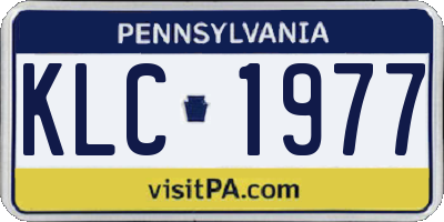 PA license plate KLC1977