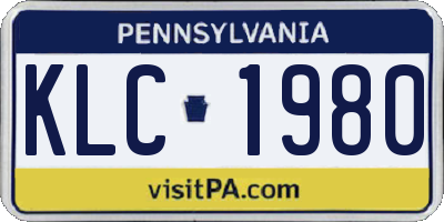 PA license plate KLC1980