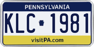 PA license plate KLC1981