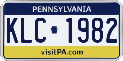 PA license plate KLC1982
