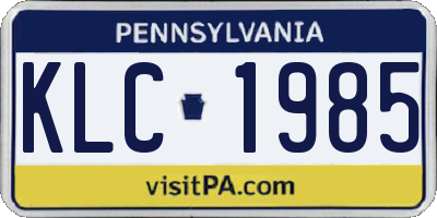 PA license plate KLC1985