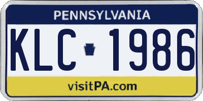 PA license plate KLC1986
