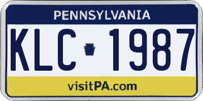 PA license plate KLC1987