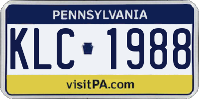 PA license plate KLC1988