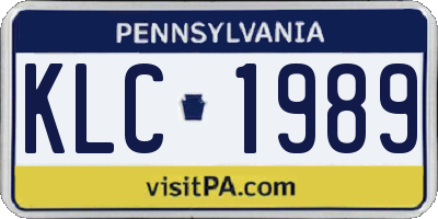PA license plate KLC1989