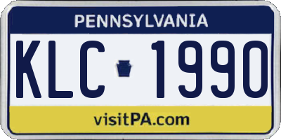 PA license plate KLC1990