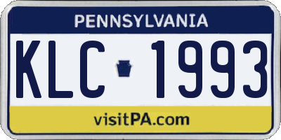 PA license plate KLC1993