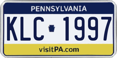 PA license plate KLC1997