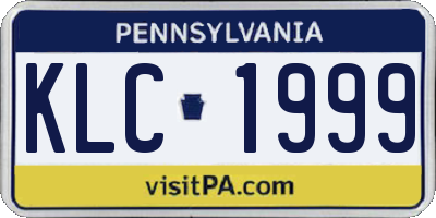 PA license plate KLC1999