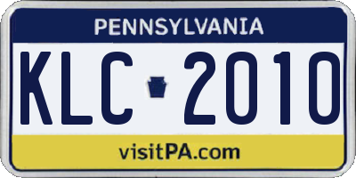 PA license plate KLC2010