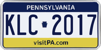 PA license plate KLC2017