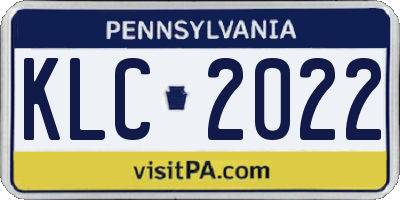 PA license plate KLC2022
