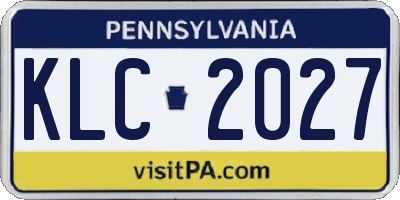 PA license plate KLC2027