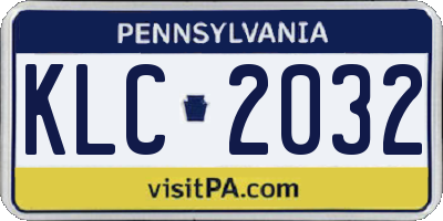 PA license plate KLC2032
