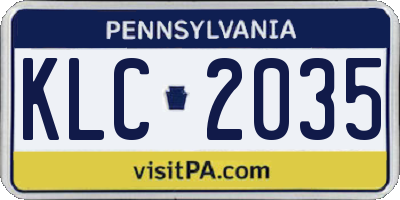 PA license plate KLC2035