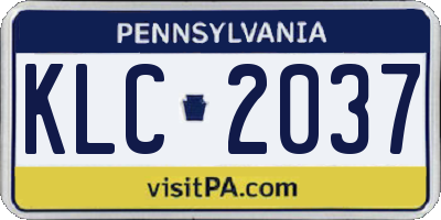 PA license plate KLC2037