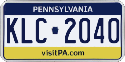 PA license plate KLC2040