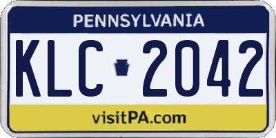 PA license plate KLC2042