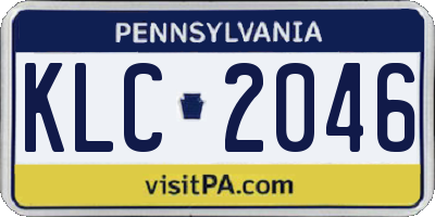 PA license plate KLC2046