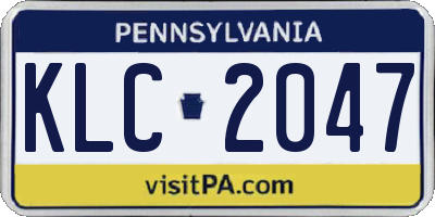 PA license plate KLC2047