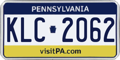 PA license plate KLC2062