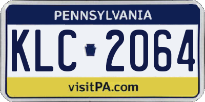 PA license plate KLC2064