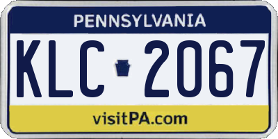 PA license plate KLC2067